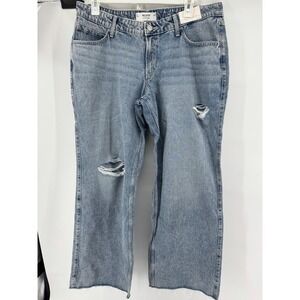 Hollister Low Rise Y2K Baggy Jeans Distressed Light Wash Denim Womens Size 16R